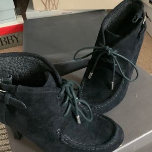 Pilar Abril Suede and Sherpa heeled bootie